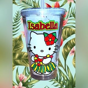 Cartoon inspired kitty kat/ one w/ custom name or initials of choice